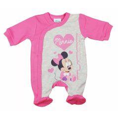   Hosszú ujjú elöl patentos rugdalózó Minnie egér mintával (62) - Világos pink