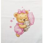 Textil tetra pelenka rózsaszín maci mintával 70x70cm 