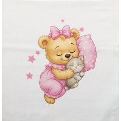 Textil tetra kifogó rózsaszín Maci mintával 140*140 cm 