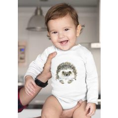 Hosszú ujjú baba body állatos mintával (56) - Süni  