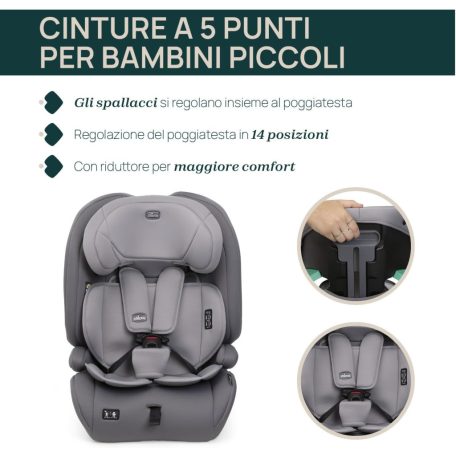 Chicco Gro-Up biztonsági autósülés I-Size 76-150 cm Isofix-nélküli autókba - Stone