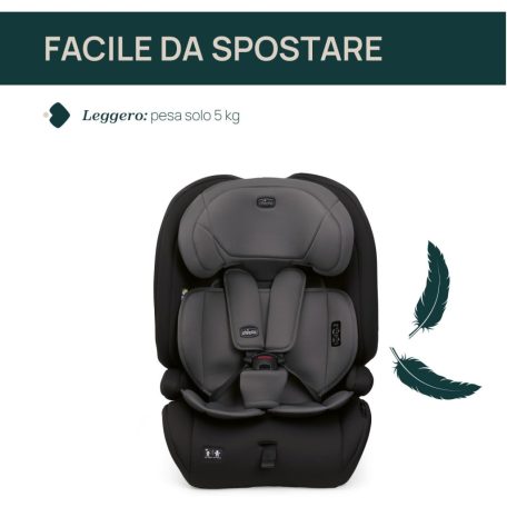 Chicco Gro-Up biztonsági autósülés I-Size 76-150 cm Isofix-nélküli autókba - Pure Black