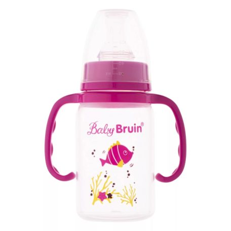 Baby Bruin fogós cumisüveg 120 ml - rózsaszín halacskás