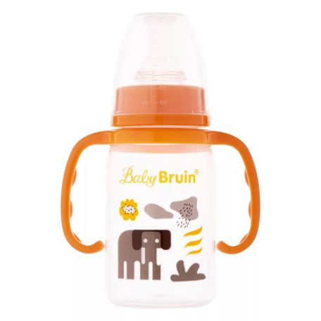 Baby Bruin fogós cumisüveg 120 ml - elefánt narancssárga