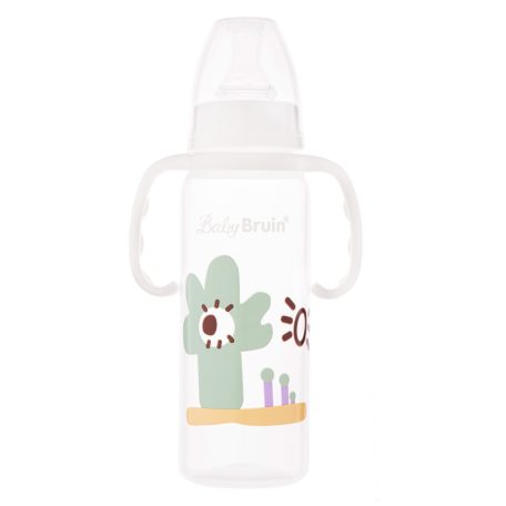 Baby Bruin polipropilén fogantyús cumisüveg, 240ml - Fehér 