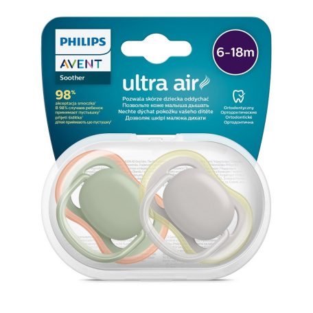 Avent Ultra air 6-18 hó játszócumi - szürke/zöld
