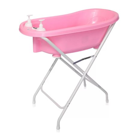 Lorelli kád leeresztő dugóval, babatartóval 88 cm + kádállvány -  Pink