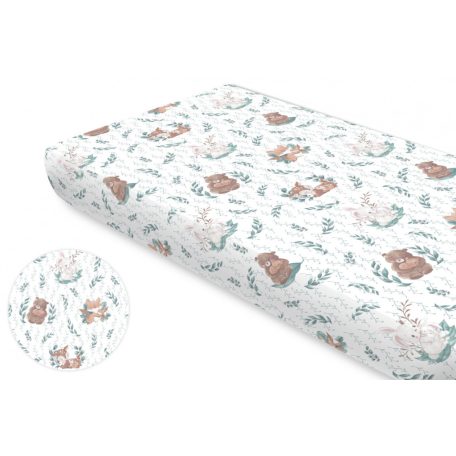 Baby Shop pamut,gumis lepedő 60*120 cm  - Lulu Natural menta