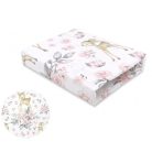 Baby Shop pamut,gumis lepedő 60*120 cm - rozsaszin őzike