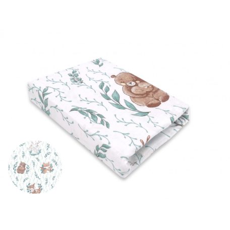 Baby Shop pamut,gumis lepedő 70*140 cm  - Lulu Natural menta