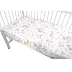 Baby Shop pamut,gumis lepedő 70*140 cm - Rozsaszin őzike