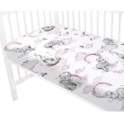 Baby Shop pamut,gumis lepedő 70*140 cm - Szivárványos elefánt rózsaszín 