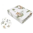 Baby Shop pamut,gumis lepedő 70*140 cm  - Zöld szafari
