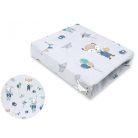 Baby Shop 60*120 cm pamut,gumis lepedő - kék róka és nyuszi 