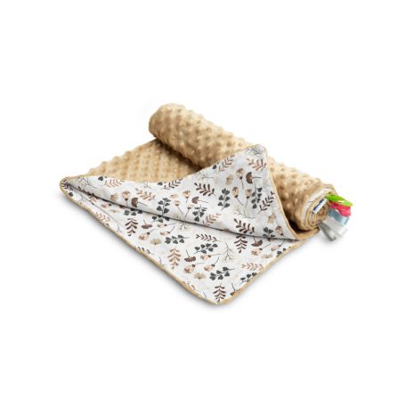 Sensillo kétoldalas babapléd 75x100cm - cappuccino virágos