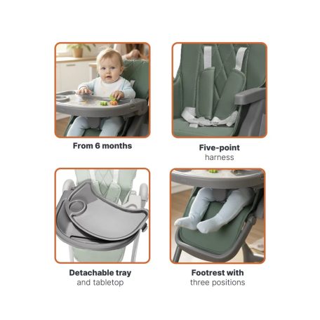 Zopa Primo multifunkciós etetőszék - Light Grey