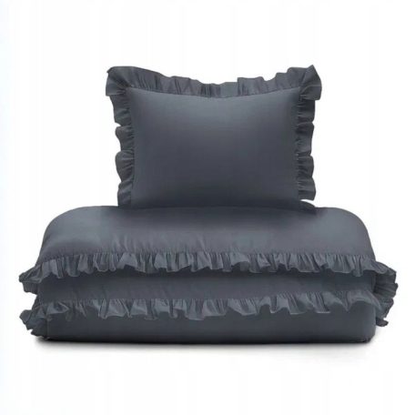 Pamut ágynemű huzat fodros 90*120 cm - Grafit 