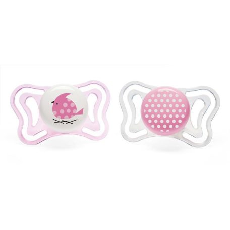 Chicco Physio Forma Light szilikon cumi 2 db, 2-6 hó rózsaszín kismadár/pöttyös