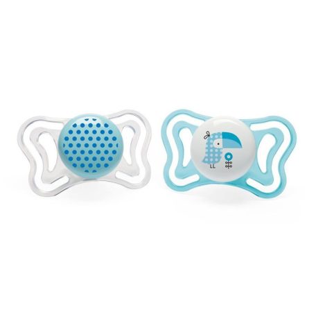 Chicco Physio Forma Light szilikon cumi 2 db, 2-6 hó kék varjú/pöttyös