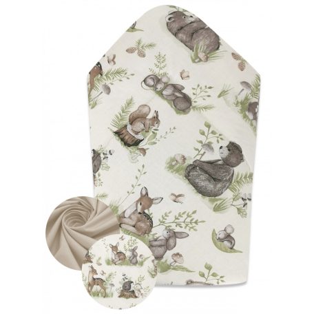 Baby Shop kókuszpólya 75x75cm -  Erdei barátok natúr/zöld