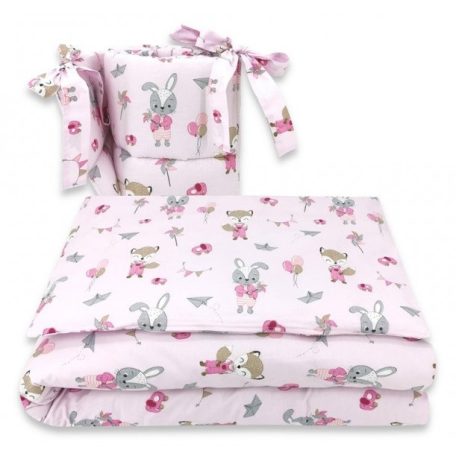 Baby Shop 3 részes ágynemű garnitúra - rózsaszín róka és nyuszi 