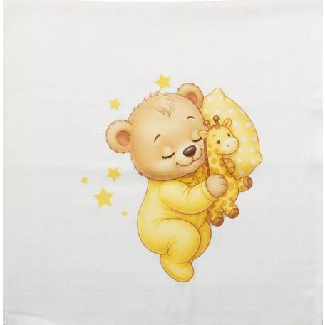 Textil tetra pelenka sárga maci mintával 70x70cm 
