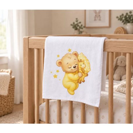 Textil tetra pelenka sárga maci mintával 70x70cm 