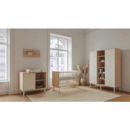 Peak Natural Oak & White 3 osztású szekrény
