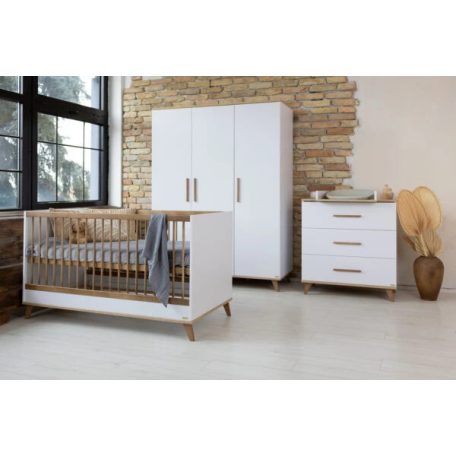 FLIP White & Oak 3 osztású szekrény