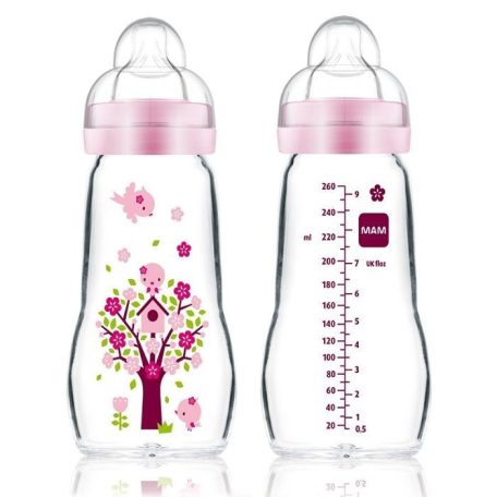 Mam  Feel Good 260ml  Premium üvegből készült cumisüveg 2+ (rózsaszín)