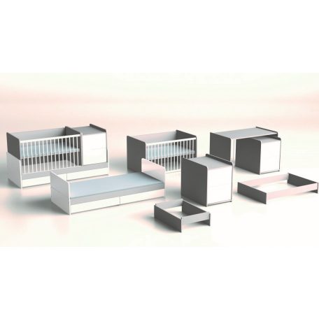 Faktum Alda Selyemszürke 5 az 1-ben kombi  babaágy  - Arctic szürke / selyemfényű fehér 