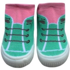 YO! Lány zoknicipő 21-es rózsaszín/zöld fűzős