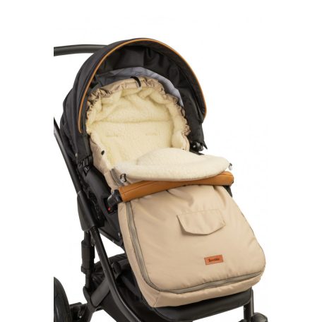 Gyapjú béléses bundazsák babakocsiba - Cappuccino