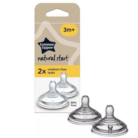 Tommee Tippee Natural Start 2db-os szilikon 3+ etetőcumi - közepes folyású