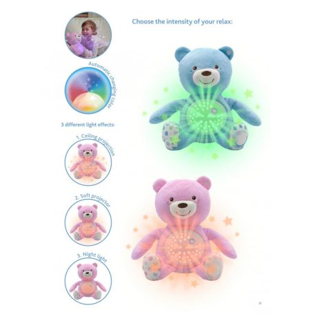 Chicco Baby Bear plüss maci projektor rózsaszín 