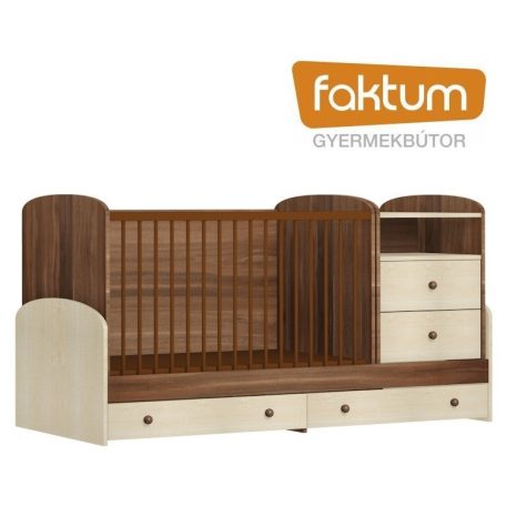 Faktum Makaó kombi kiságy pelenkázó komóddal szilva/ juhar