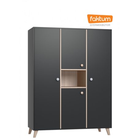 Faktum Colette Antracit 3 osztású szekrény - Antracit szürke/Sonoma tölgy