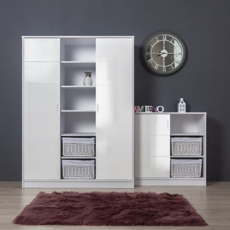 Faktum Alda Jégfehér  3 osztású szekrény - Fehér/magasfényű fehér 