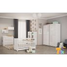 Todi White Bunny gardróbszekrény 180-as - erezett fehér /magasfényű fehér