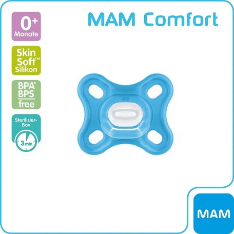 MAM Comfort szilikoncumi 0+ kék