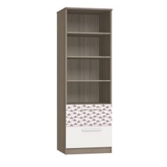   Faktum Poppi 2 fiókos, polcos állószekrény  Felhő minta - Déli kőris/fehér