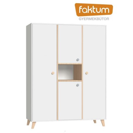 Faktum Colette Fehér 3 osztású szekrény - Fehér/ Coimbra