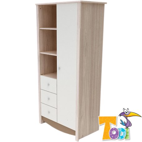 Todi Teddy polcos + fiókos nagyszekrény - szil/cappuccino/vanília