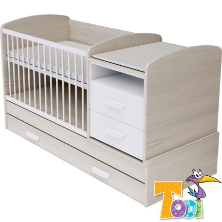 Todi Ice Cream kombi kiságy pelenkázó komóddal - woodline cream