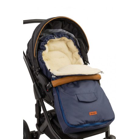 Gyapjú béléses bundazsák babakocsiba - sötétkék