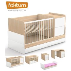   Faktum Alda Classic 5 az 1-ben kombi pelenkázós babaágy - Coimbra / magasfényű fehér 