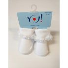 Yo! Baby pamut zokni - fehér csipkés 0-3 hó