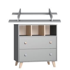   Faktum Colette Szürke komód + Toldalék pelenkázó komódhoz - Arctic szürke/Sonoma tölgy 