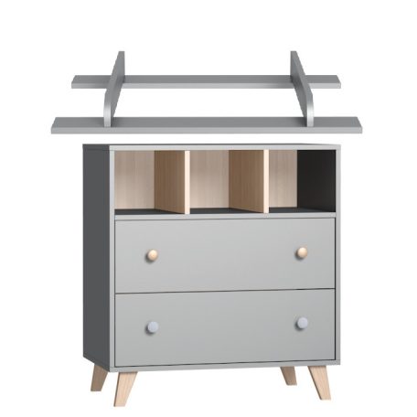 Faktum Colette Szürke komód + Toldalék pelenkázó komódhoz - Arctic szürke/Sonoma tölgy 