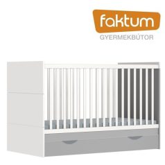   Faktum Alda Selyemszürke átalakítható 140-es babaágy + ágyneműtartó - Arctic szürke/selyemfényű fehér